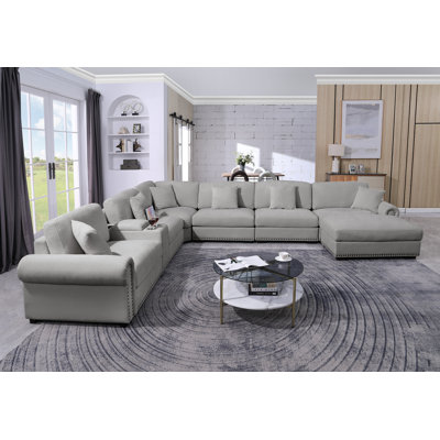 Stimpson 7-Seater Modular Sectional with Cup Holders
