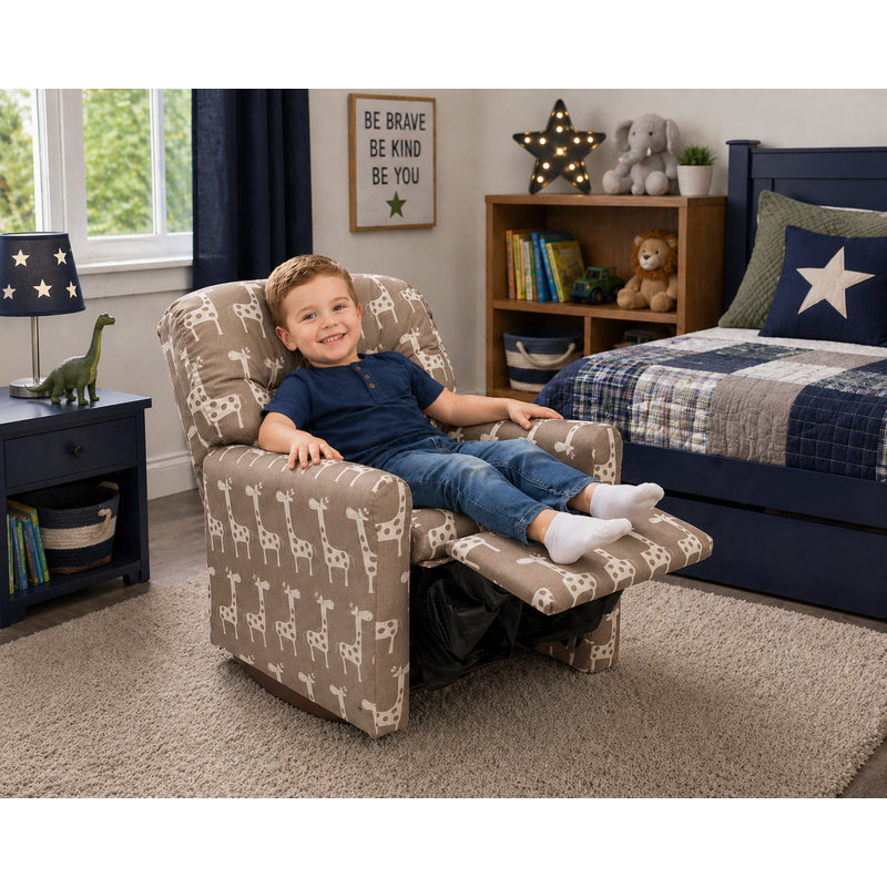 Kids Rocker Recliner Chair in Giraffe Maple, Giraffes