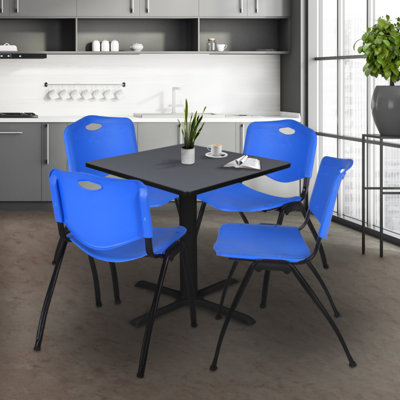 Neyland Cain Square X-Base Breakroom Table & 4 M Stack Chairs