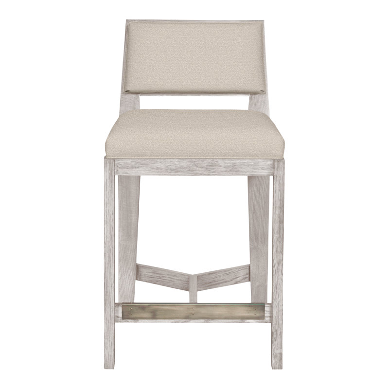 Scoville By Thom Filicia Upholstered Counter Stool with Solid Wood Frame, Gris colombe, Vapeur Nadia