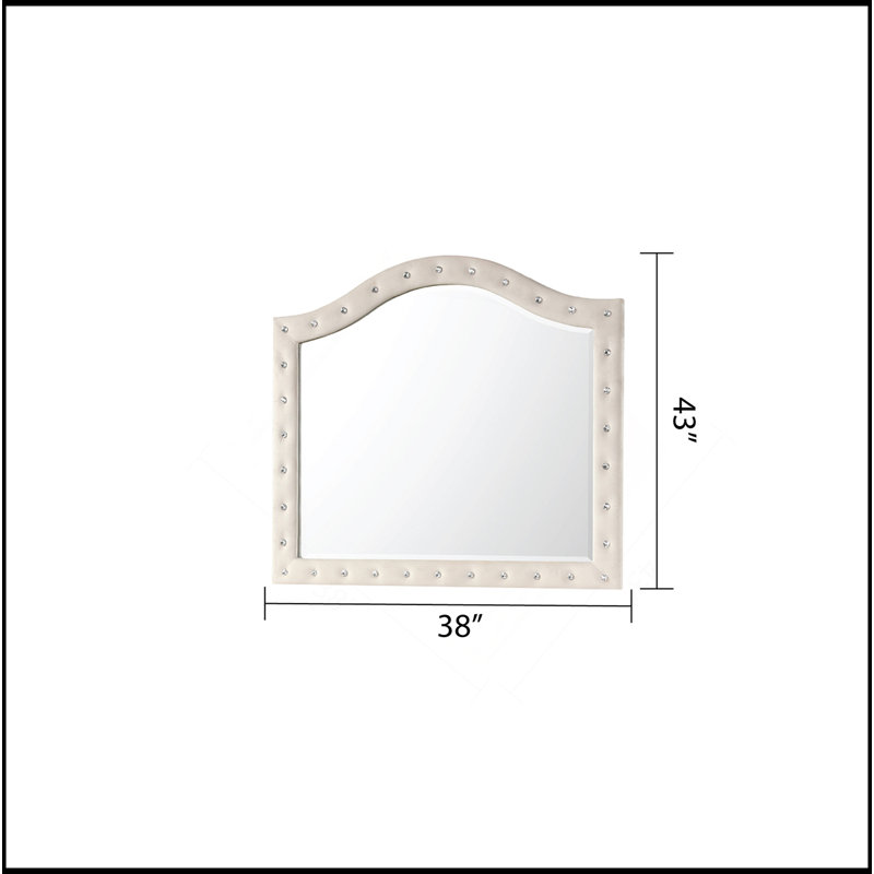 Miroir capitonné en cristal Sophia Modern Style, Crème, crème