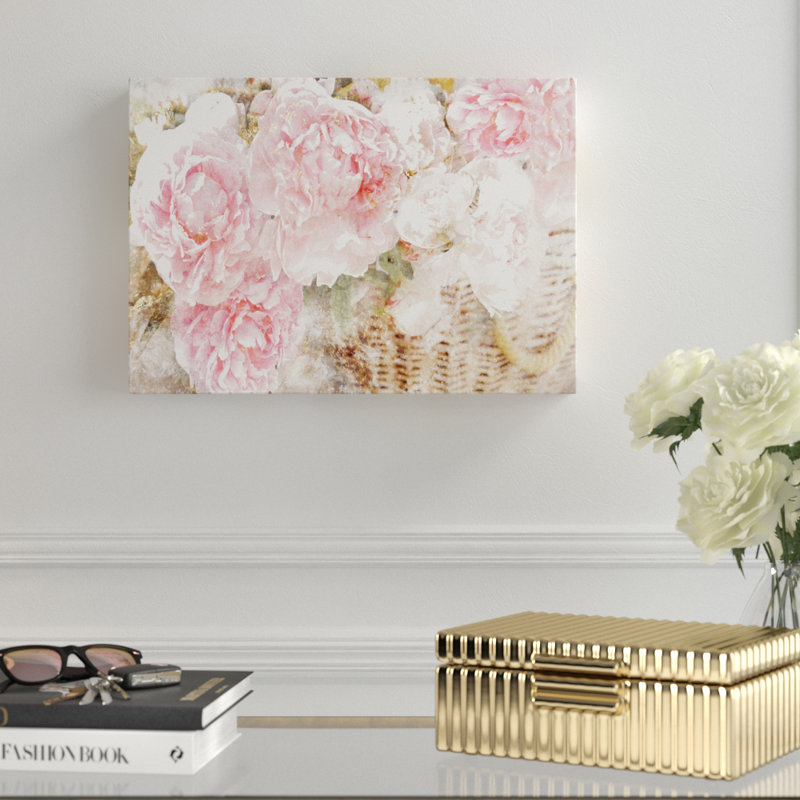 « basket o roses » par oliver gal, impression, H 10 po x l 15 po, Toile tendue