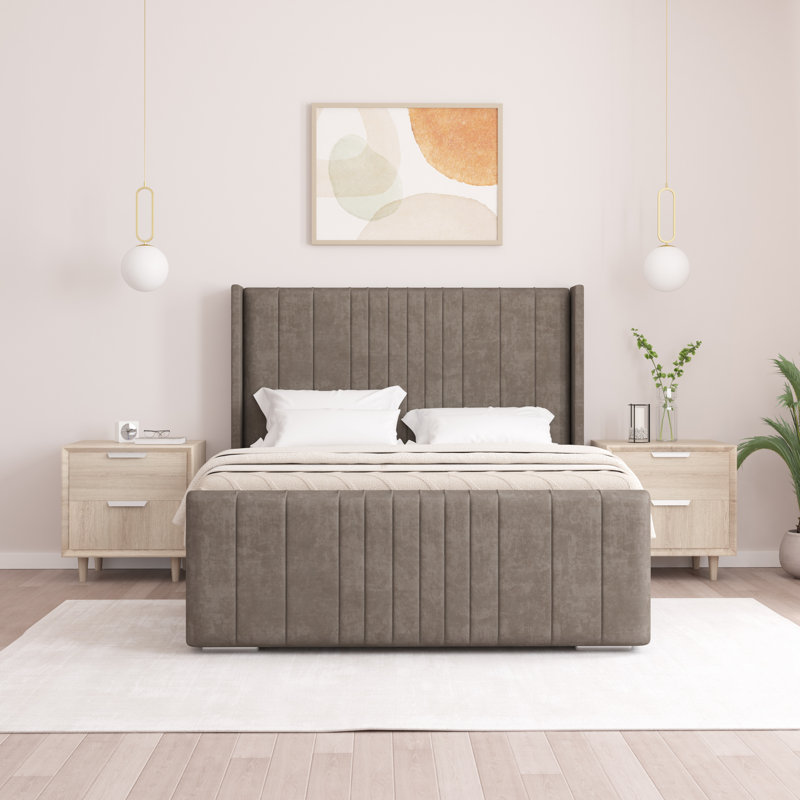 Denzel Upholstered Bed , Single (3'), Mole