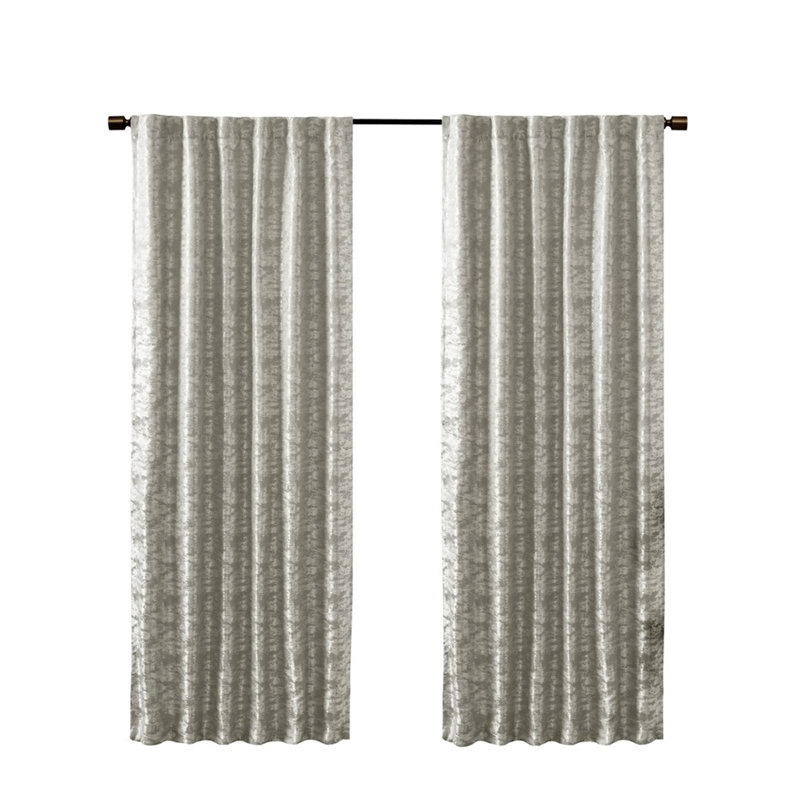 Rideau occultant avec passe-tringle Jacquard, Gris / argent, L 50 po x L 84 po