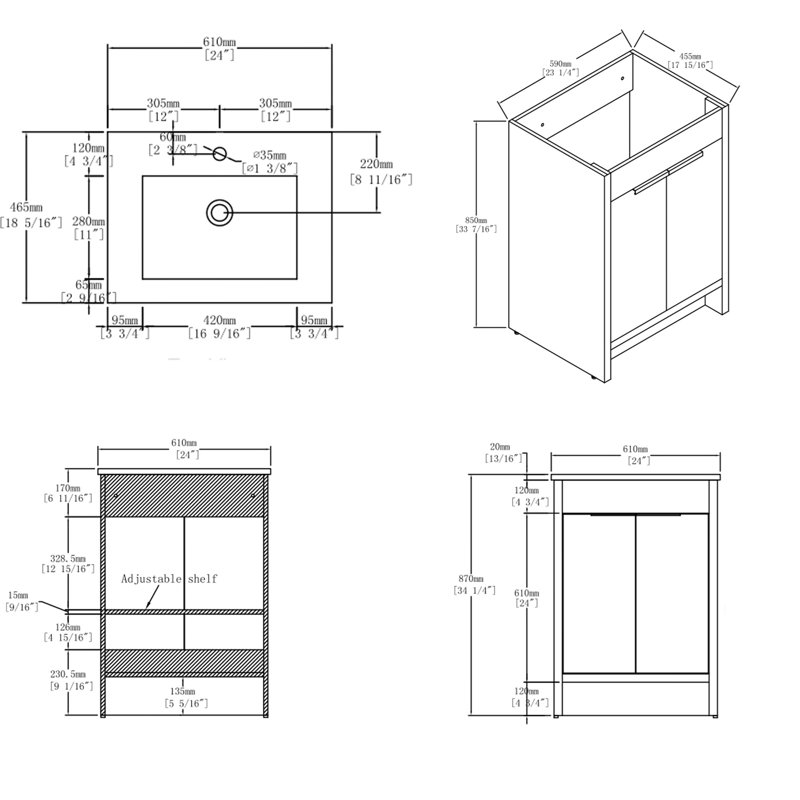 Meuble-lavabo autoportant avec lavabo