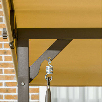 Balancelle à 3 porches avec toit réglable et sièges rembourrés, auvent de parasol brun pour l'extérieur, kaki - Suits porche, jardin, bord de piscine