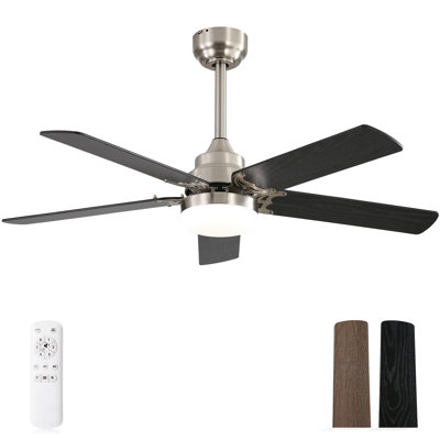 Derick 5-Blade Modern Ceiling Fan with LED Light and Remote Control