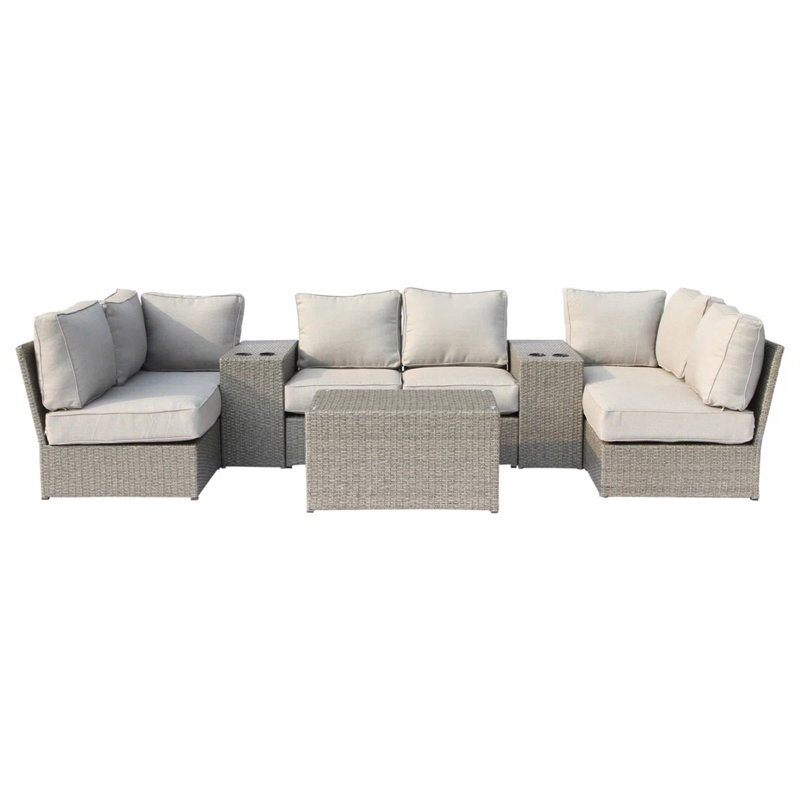 Ensemble de conversation d'extérieur en osier pour 4 personnes - Pré-assemblé avec coussins