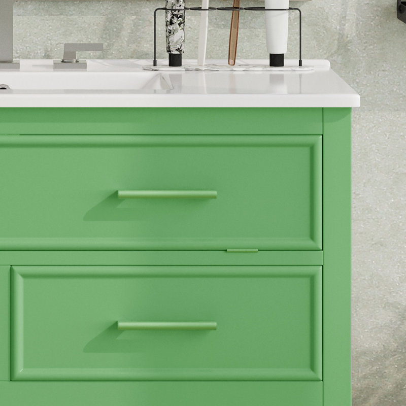 Meuble-lavabo 36 po avec lavabo en céramique, Vert