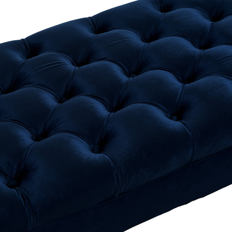 Living Room Armchair With Lamp - Velvet In Navy And Cozy Bedroom Entryway Bench Solid Wooden Base, Navy