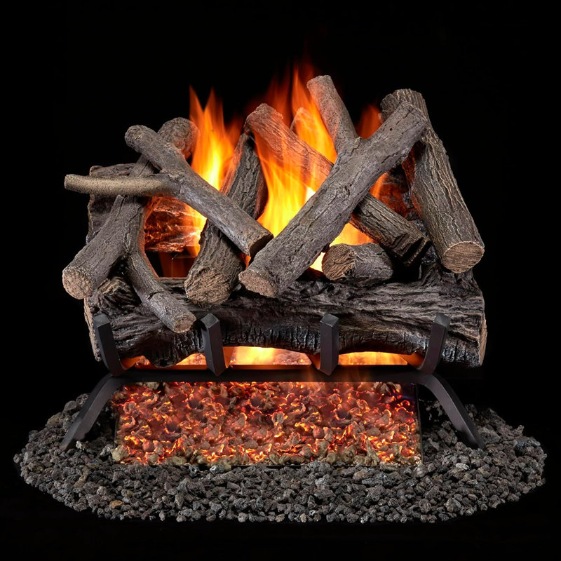Rustic Oak 18-Inch Vented Natural Gas Fireplace Log Set