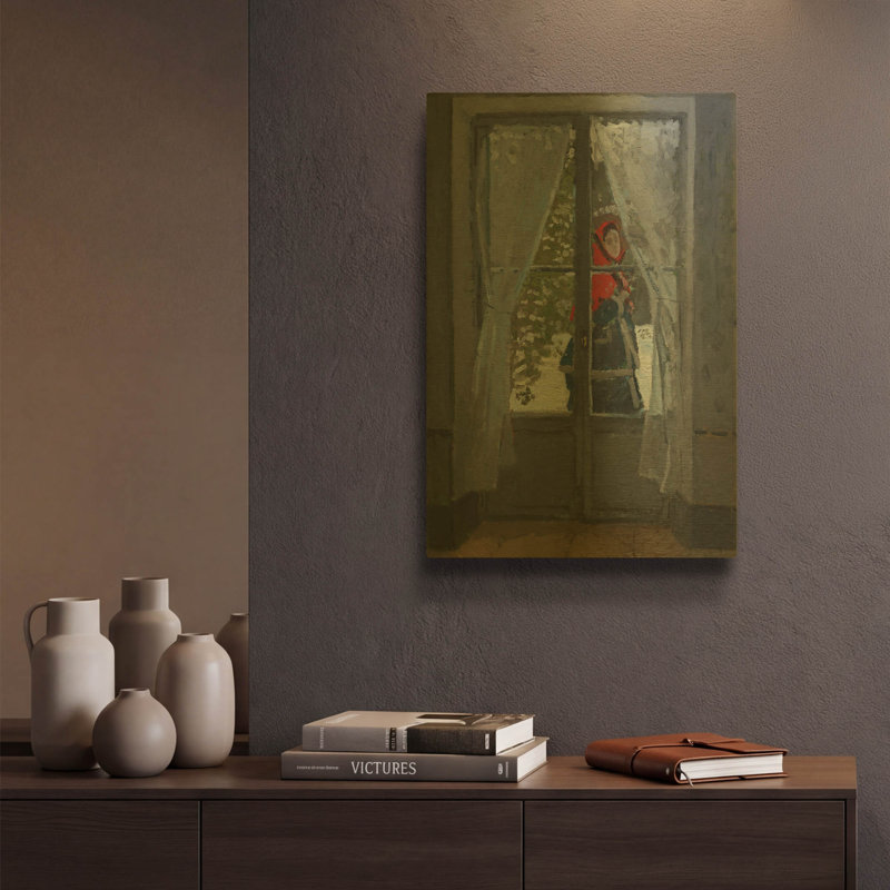 «Le mouchoir rouge» par Claude Monet, art mural en métal doré, 12 po x 16 po, 12 po x 16 po