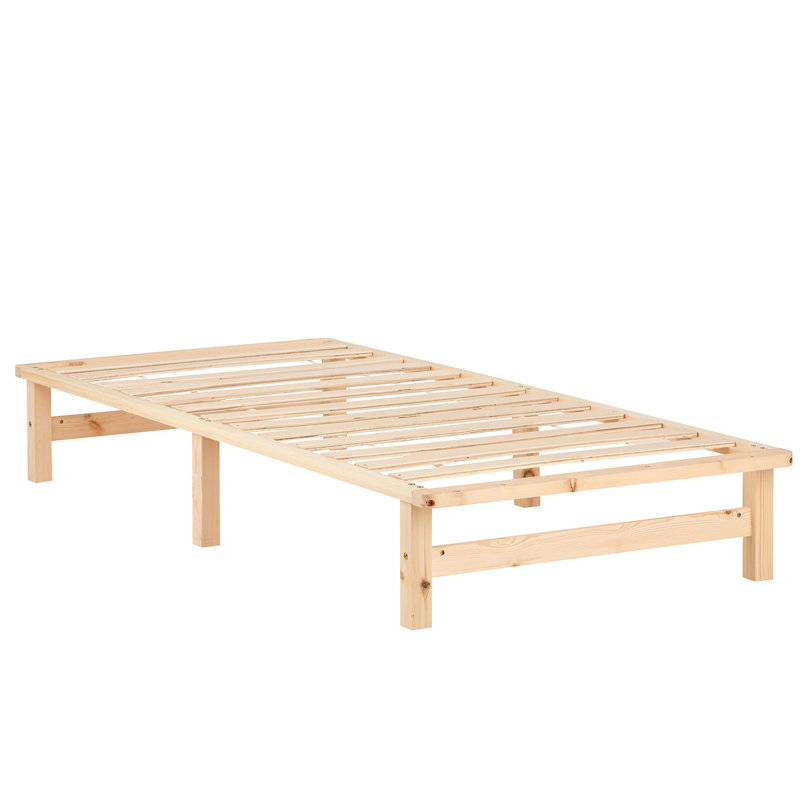 August Solid Wood Storage Bed, 90 cm x 200 cm, Natural Brown