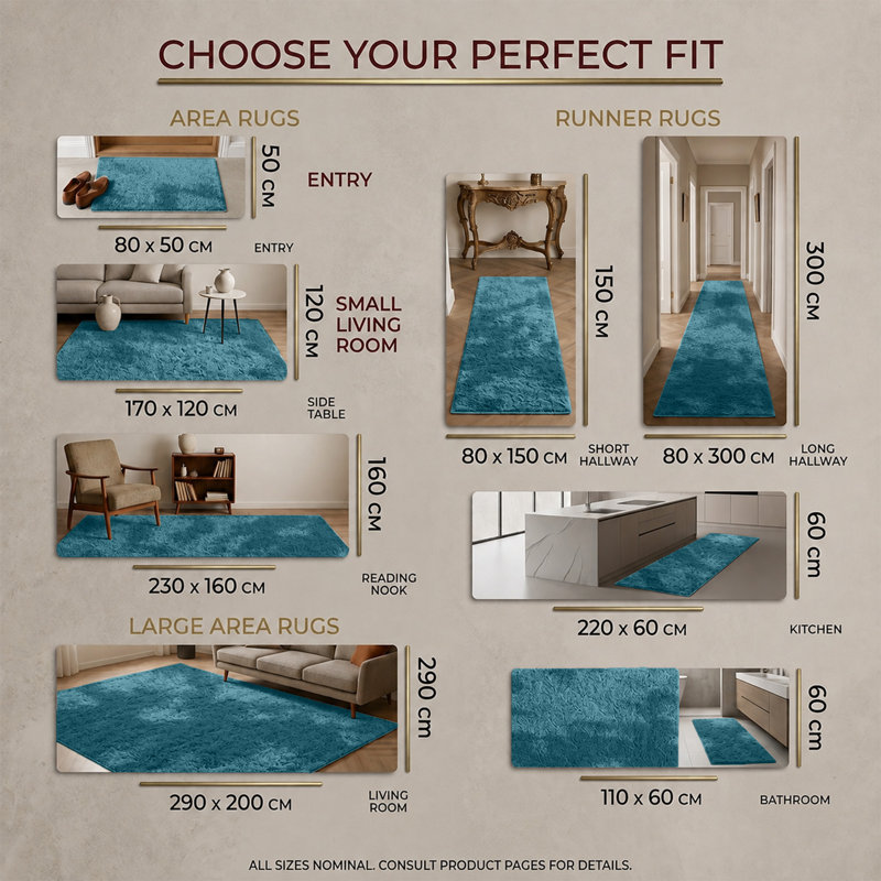 Solid Colour Machine Tufted Shag Area Rug, Rectangle 120 x 170 cm