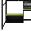 Lit mezzanine double avec bureau, tablettes de rangement et lumières DEL, lit mezzanine en bois avec ports USB et panneau perforé-1812795126