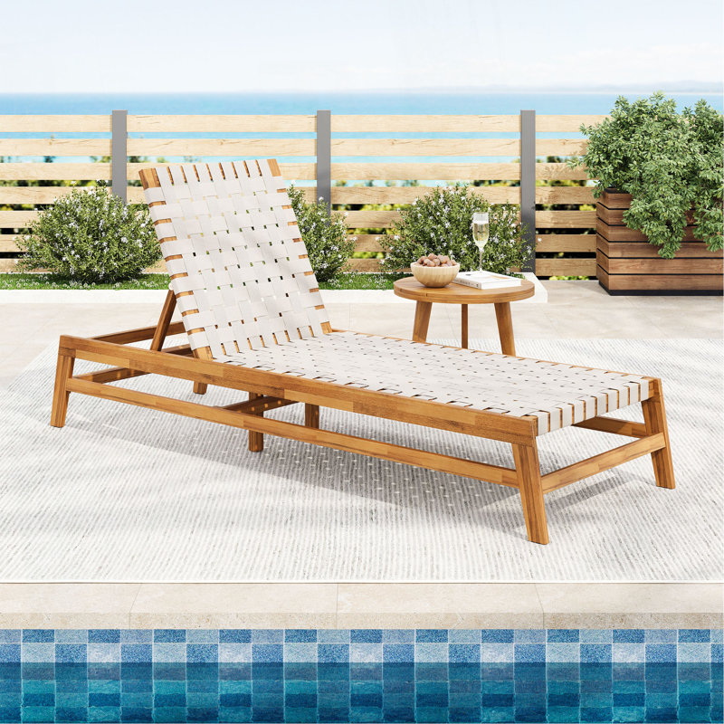 Chaise longue d'extérieur en corde, Blanc / sarcelle