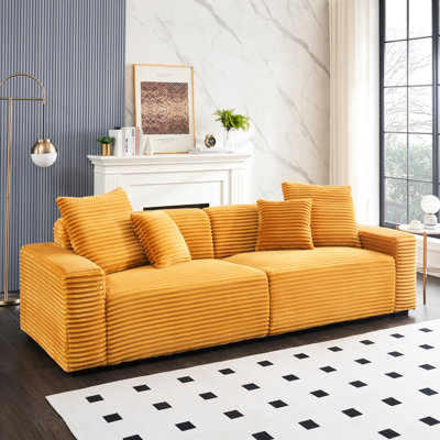 104.04-inch Orange Corduroy 4 , 4 Removable Pillowcases, Soft Stain- For Relaxing At Home With Throw Pillows, Compact Design, Easy To Fit In Living Room