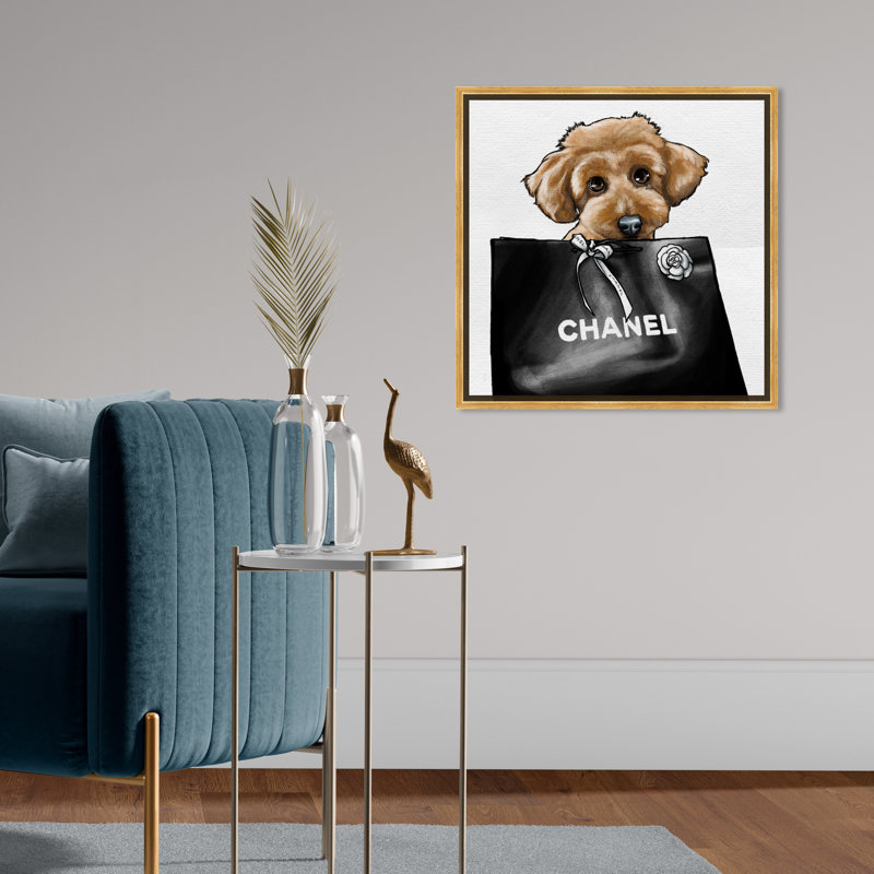 Poodle Glam - Impression sur toile, Cadre doré, H 40 po x l 40 po
