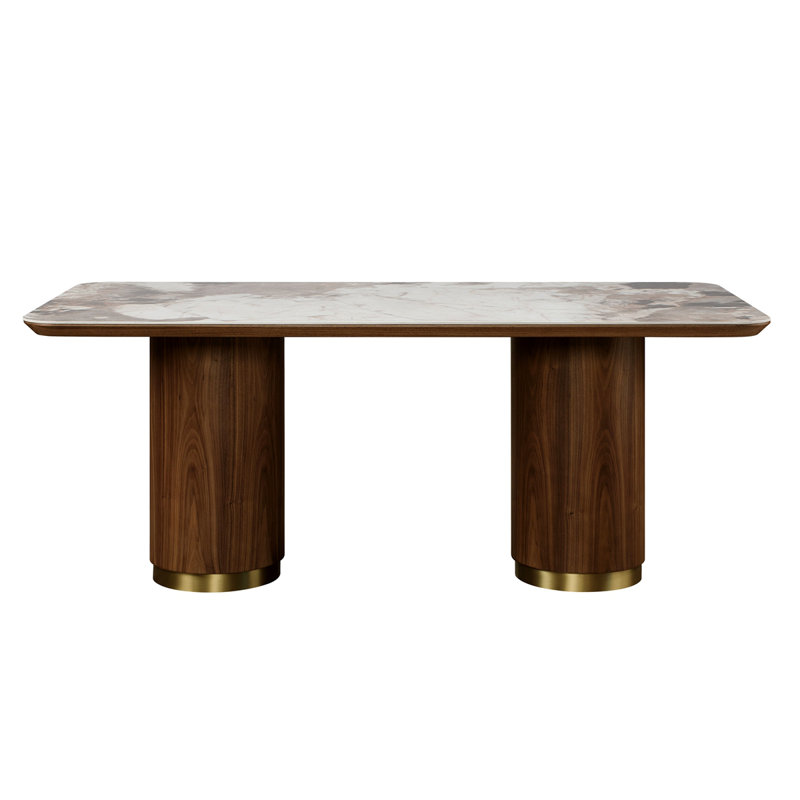 Ceramic Top & Walnut Finish Dining Table