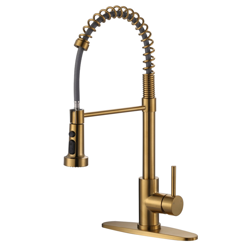 WOWOW Pull Out Kitchen Faucet, Gold
