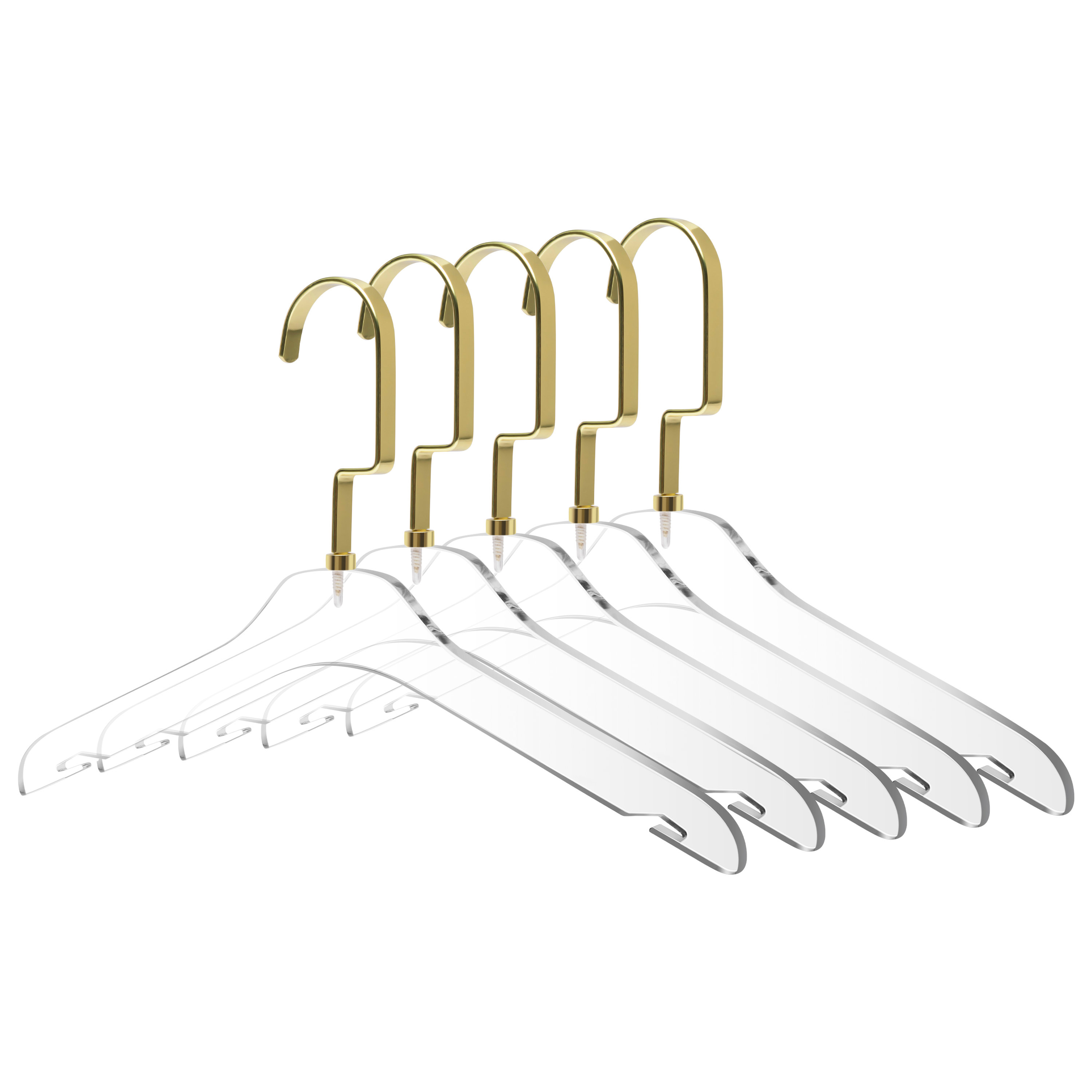 Homecube USA Elegant Acrylic Clear Hangers with Gold Hook, Heavy Duty Clothes Hanger for Adult (5, Pant Hanger)