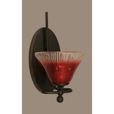 Applique murale Skypark de couleur granit foncé avec verre framboise de 7 po