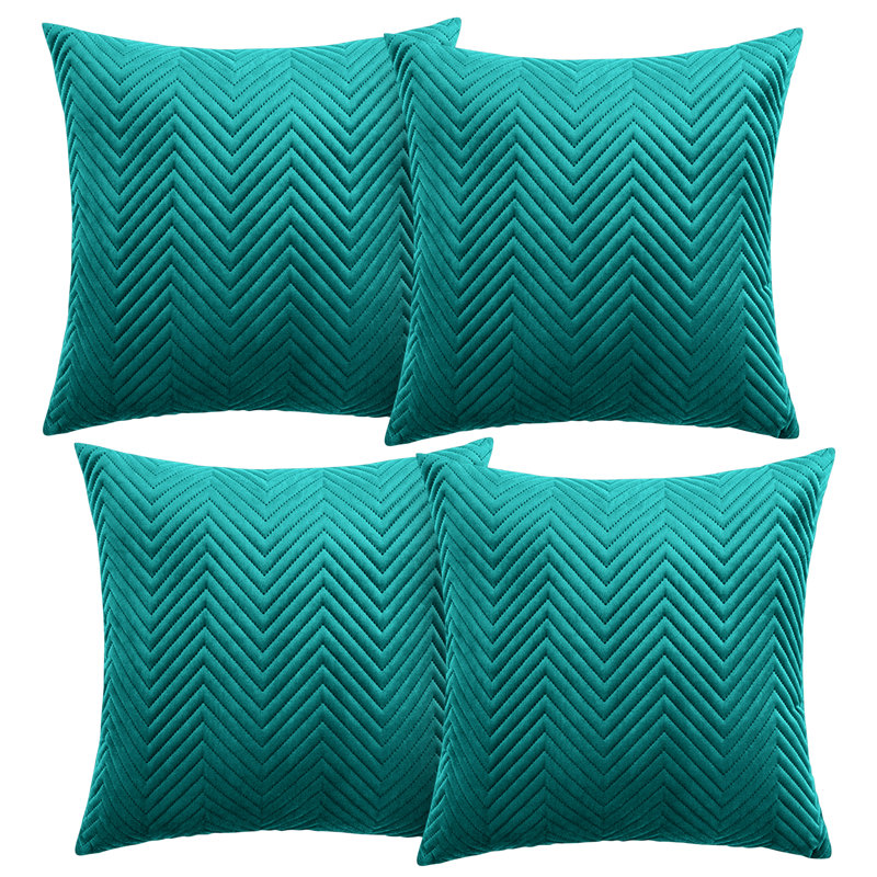 Aspire Homeware Embossed Square Velvet Cushion Cover, Emerald, Pack of 4