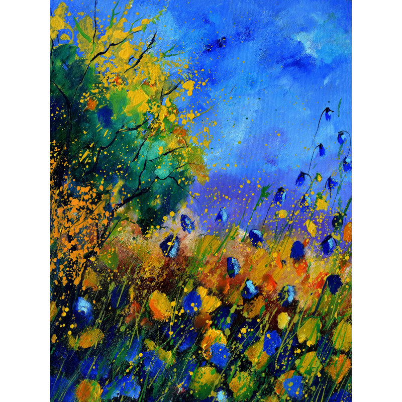 Fleurs sauvages par Pol Ledent - Peinture, H 21,2 po x l 17,2 po, Papier avec cadre noir
