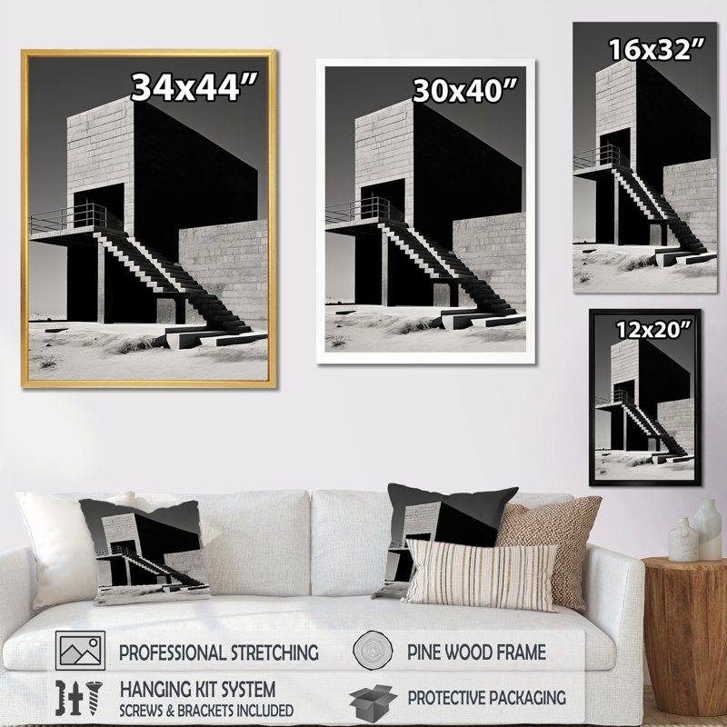 «Harmony of Elements Minimalisme Scenery I» sur toile, Encadrement doré, H 32 po x l 24 po x P 1 po