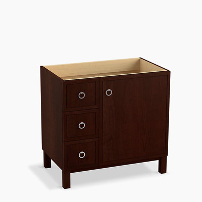 Jacquard 36" Vanity Base Only with Furniture Legs, 1 Door and 3 Drawers on Left