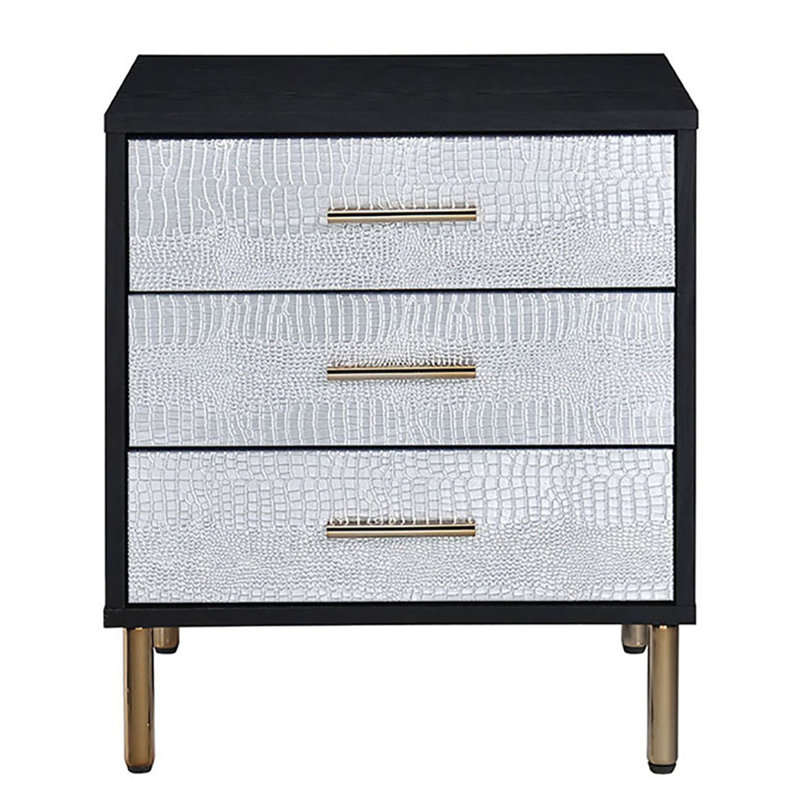 3-Drawer Nightstand With Metal Leg