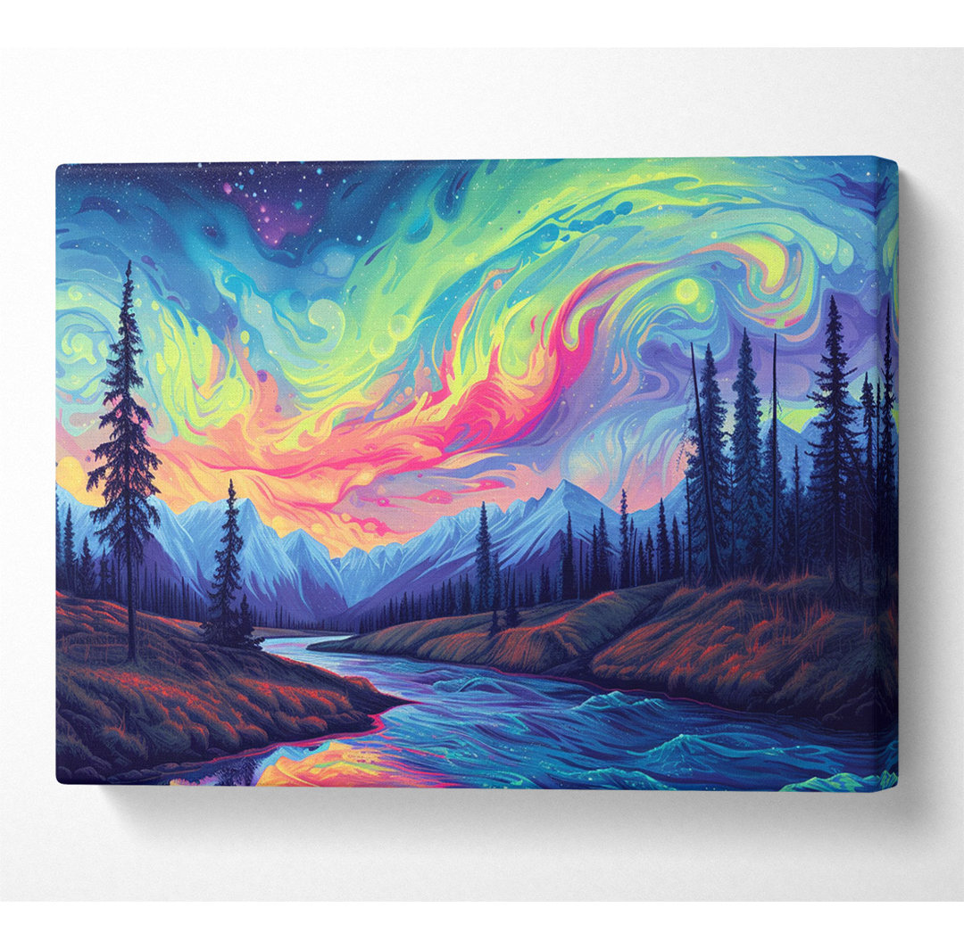 Neon Flow River Canvas Druck