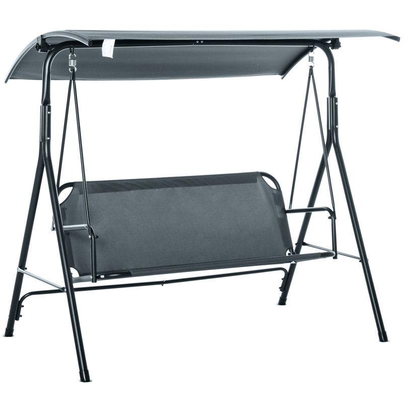 Balancelle de véranda pour 3 adultes, structure en acier, auvent inclinable pour assurer la protection solaire