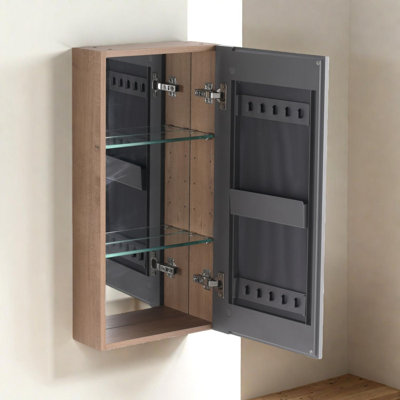 Armoire à pharmacie de 14 pouces avec rangement, armoire à pharmacie murale avec tablettes réglables en verre