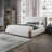 Beige Boucle Queen Size Platform Bed