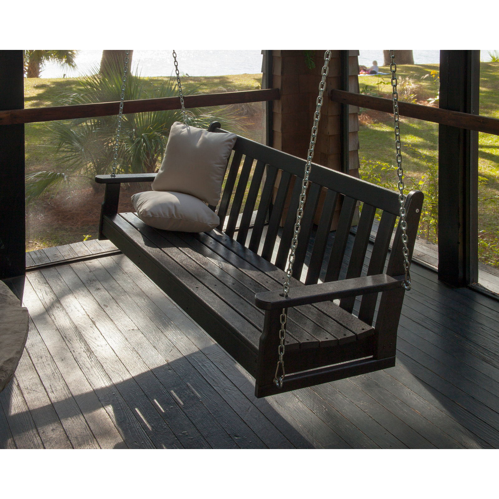 POLYWOOD Vineyard 60.5" Porch Swing, Black