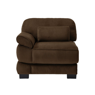 Canapé modulaire modulaire en velours côtelé avec coussin lombaire - brun, configuration convertible en forme de L ou en forme de U
