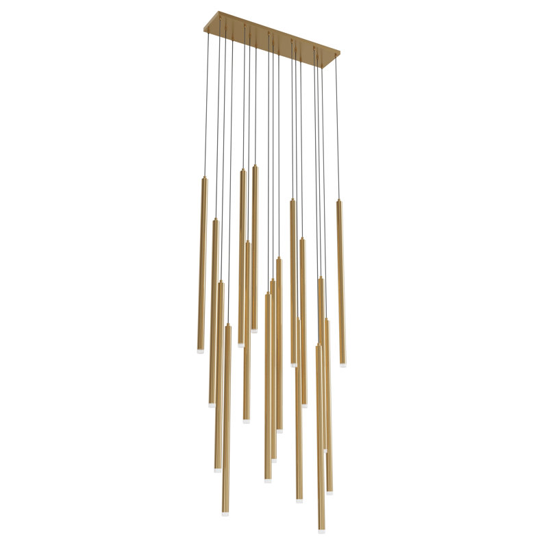 Luminaire suspendu cylindrique 17 lumières, Laiton antique