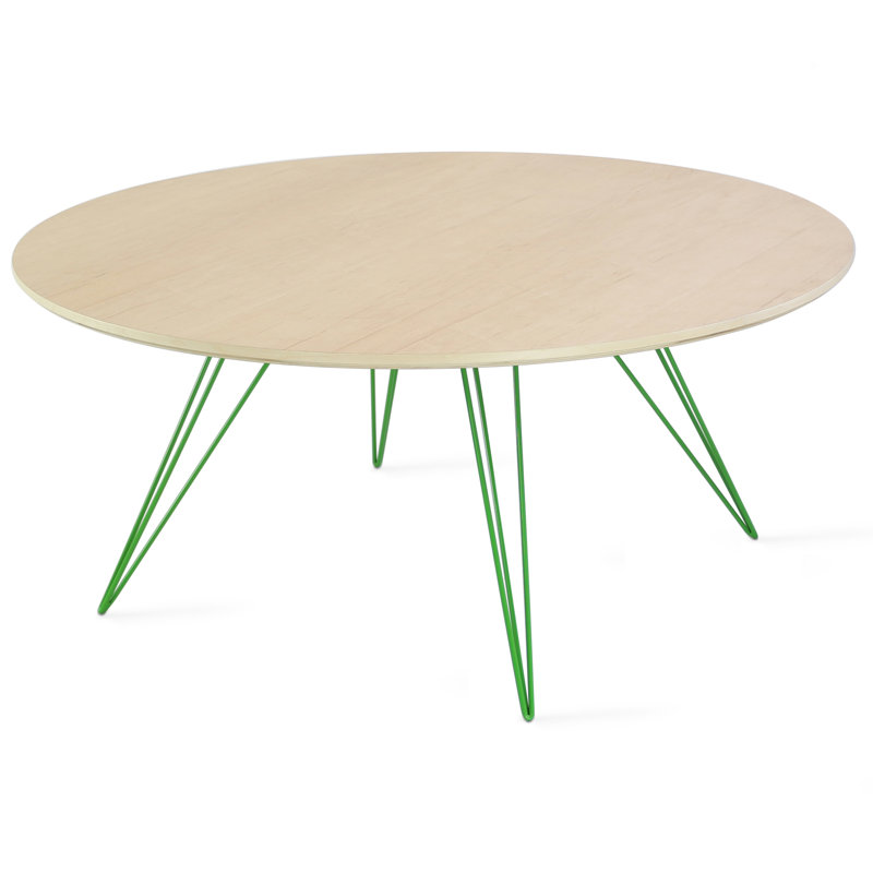 Williams Single Coffee Table, Green, 18" H x 40" L x 40" W, Maple
