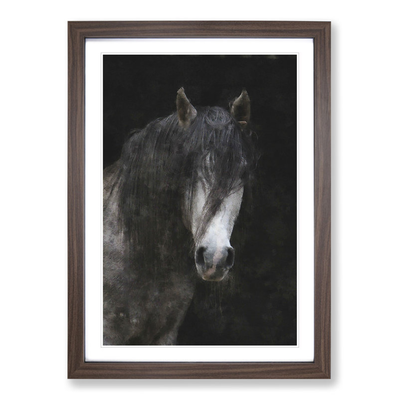 Face of a Horse - Framed Print, Walnut Framed, 36cm H x 27cm W x 2cm D