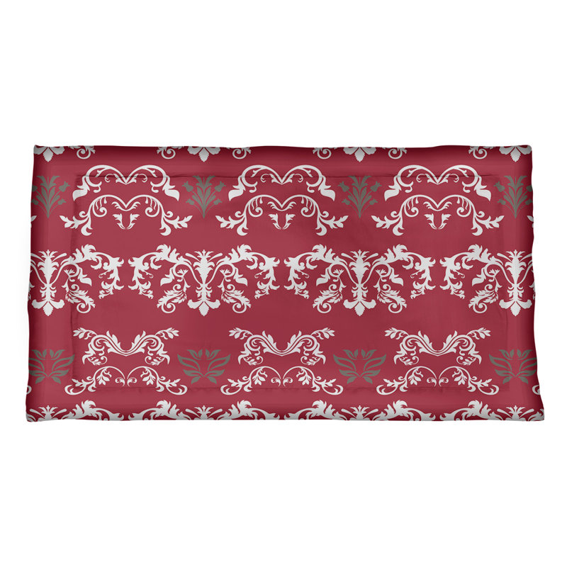 Football Baroque Pattern Pillow Sham, Microfiber, Standard, Red/White/Cedar