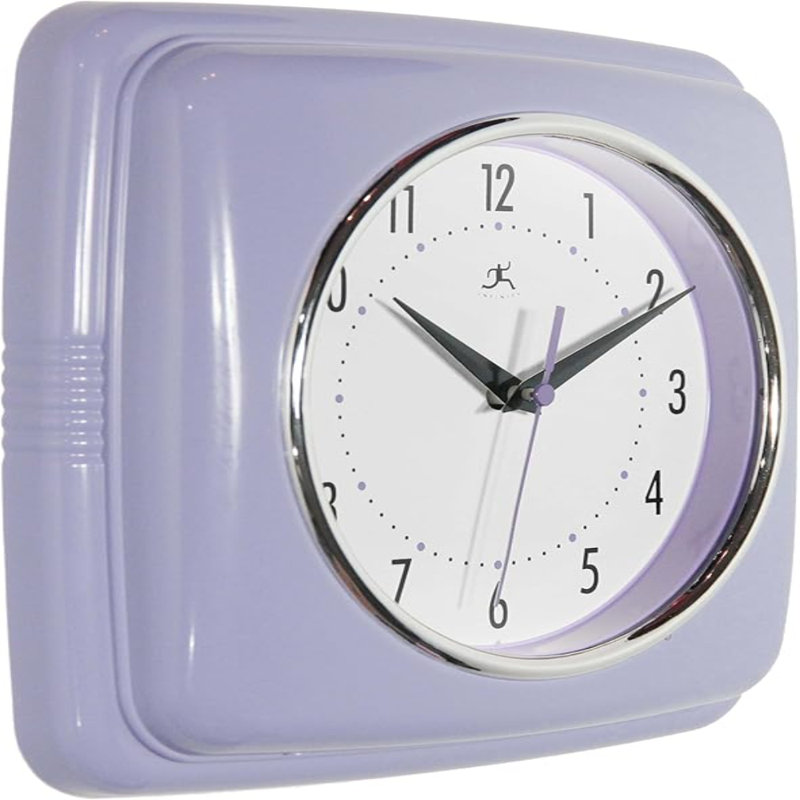 Infinity Instruments - horloge murale rétro - horloge carrée de 9 pouces - silencieux Mid-Century moderne - horloge de cuisine