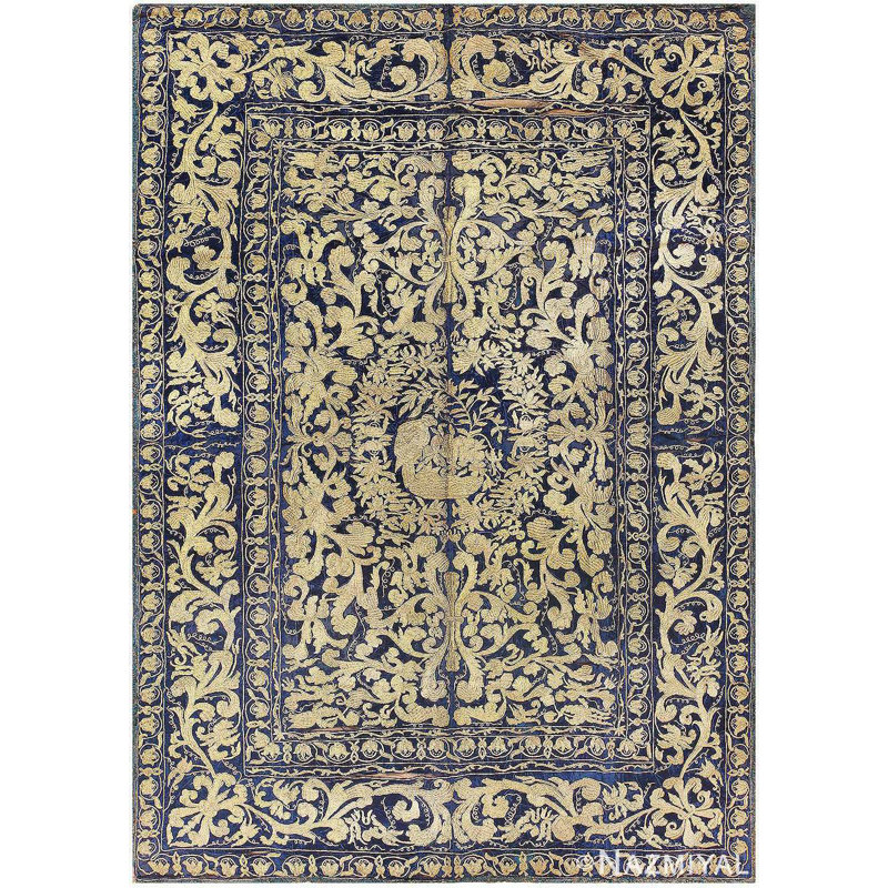 Textile de broderie bleu antique