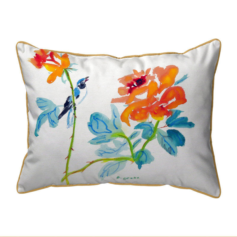 Bird & Roses Outdoor Throw Pillow, Extra Large