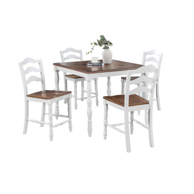 Ensemble de salle à manger blanc à hauteur de comptoir 5 pièces 4 chaises X