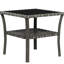 Table d'extérieur en verre trempé gris, tablette de rangement, cadre en aluminium à 2 extrémités carrées