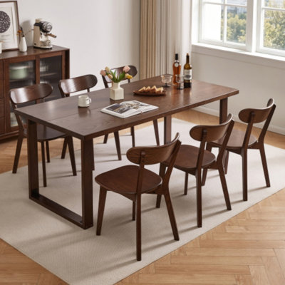 Ensemble de 2 chaises de salle à manger en chêne massif – Chaises de cuisine avec dossier en noyer
