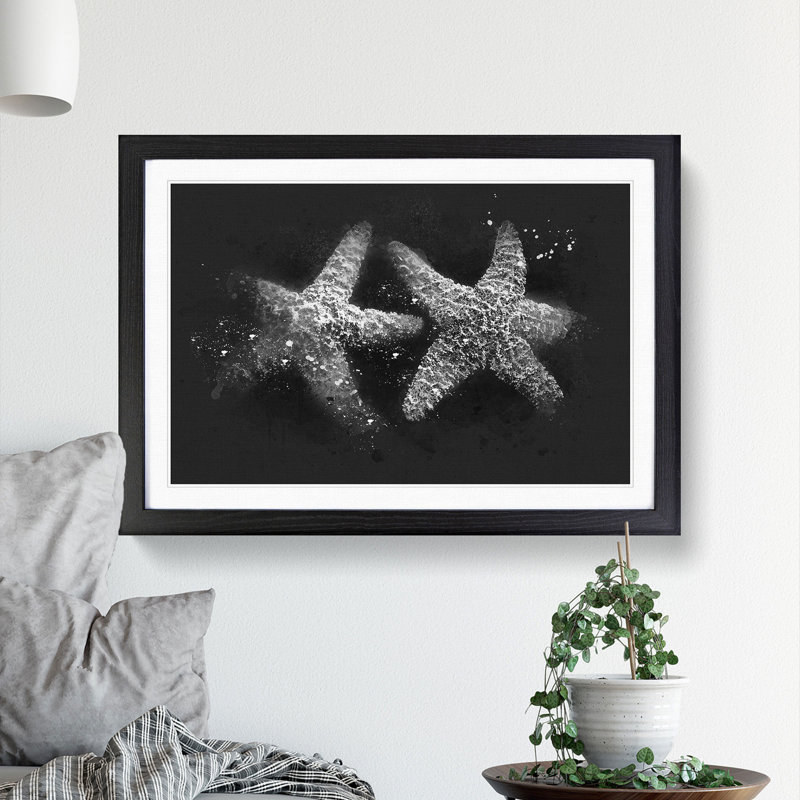 Two Starfish - Picture Frame Graphic Art Print, Black Framed, 33cm H x 45cm W x 2cm D