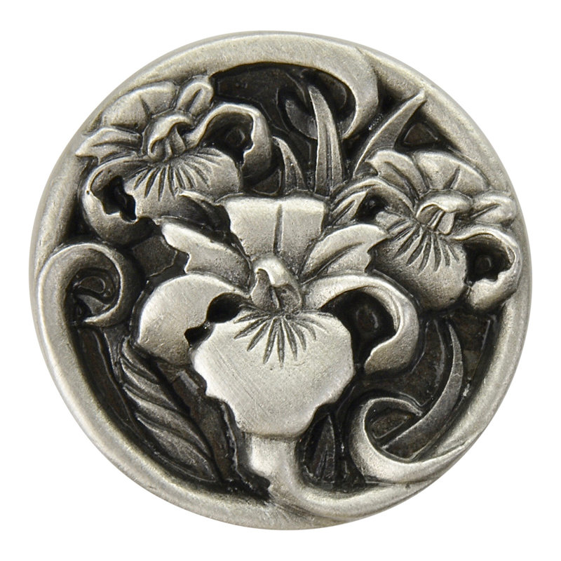 Floral Circle Knob, Antique Pewter