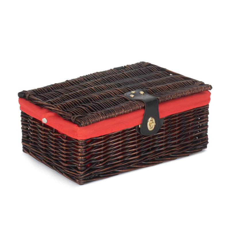 Ophelia & Co. 35cm Chocolate Brown Lined Wicker Picnic Basket Wicker Basket, Red